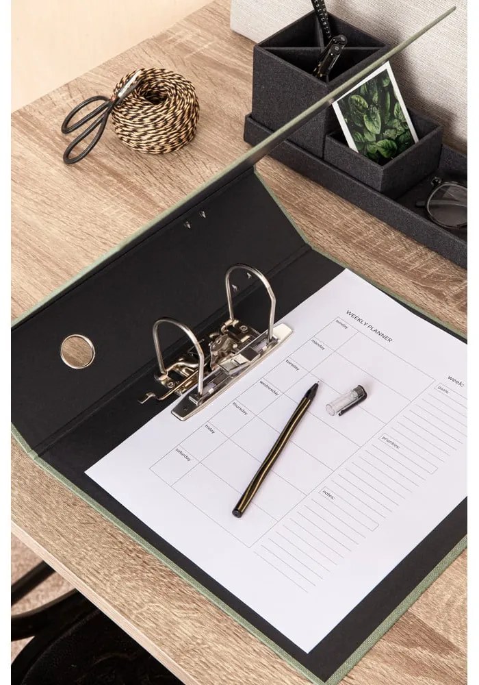 Organizator verde pentru documente din carton Archie Canvas Paper Laminate – Bigso