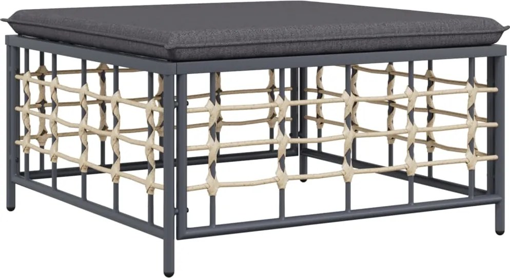 vidaXL Taburet de grădină cu pernă gri închis, poliratan