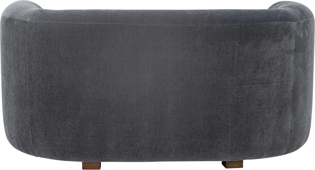 Canapea 2 locuri tapițată în catifea, albastru închis, cu picioare din lemn de mesteacăn, „Malala", 152 x 79 x 73 cm