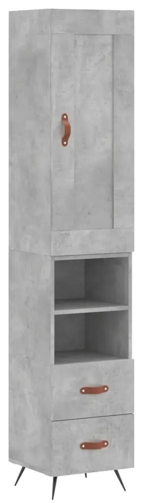 3200237 vidaXL Dulap înalt, gri beton, 34,5x34x180 cm, lemn prelucrat