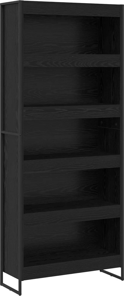 vidaXL Dulap pentru cărți 2 pcs Stejar Negru 80 x 30 x 155 cm