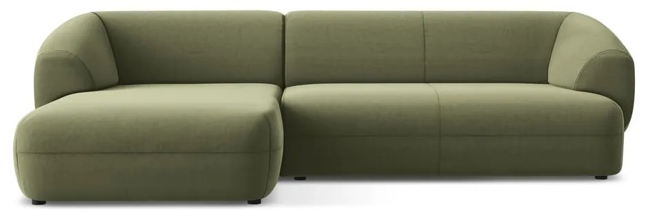 Colțar verde cu tapițerie din catifea (cu colț pe partea stângă) Moana – Makamii