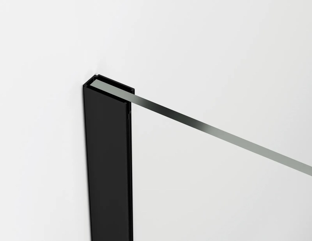 Paravan dus sticla walk-in 80x200 cm cu cadru metalic negru Sanswiss Easy 800x2000 mm, Negru mat