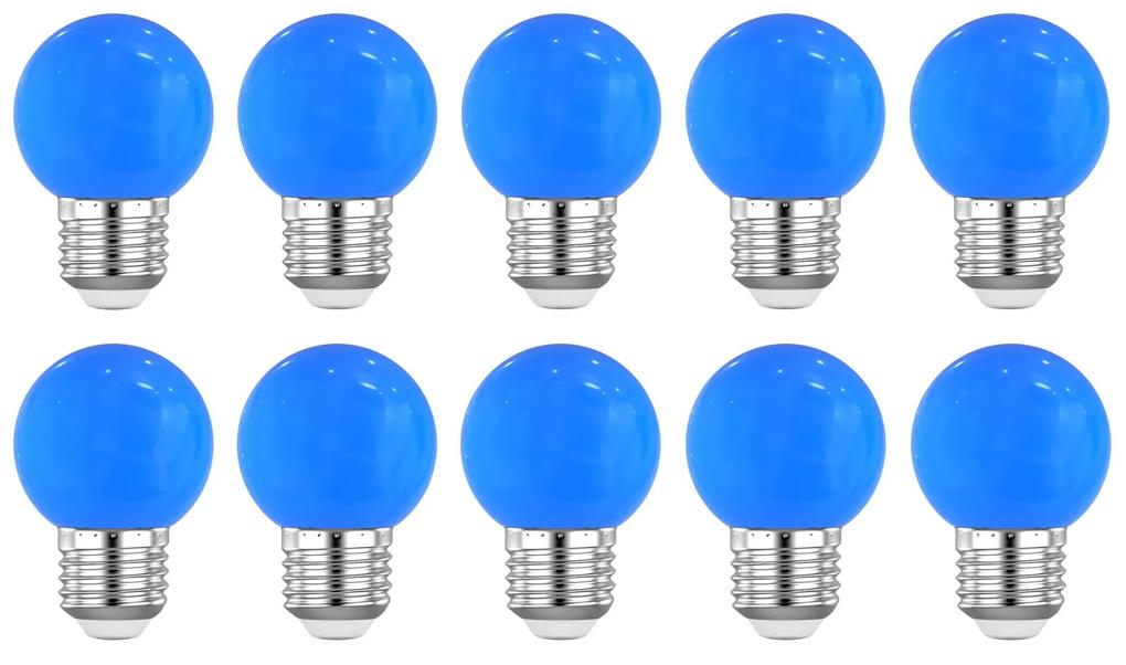 Set 10 Buc - Bec LED Ecoplanet glob mic albastru G45, E27, 1W (10W), 80 LM, G, Mat Albastra, 10 buc