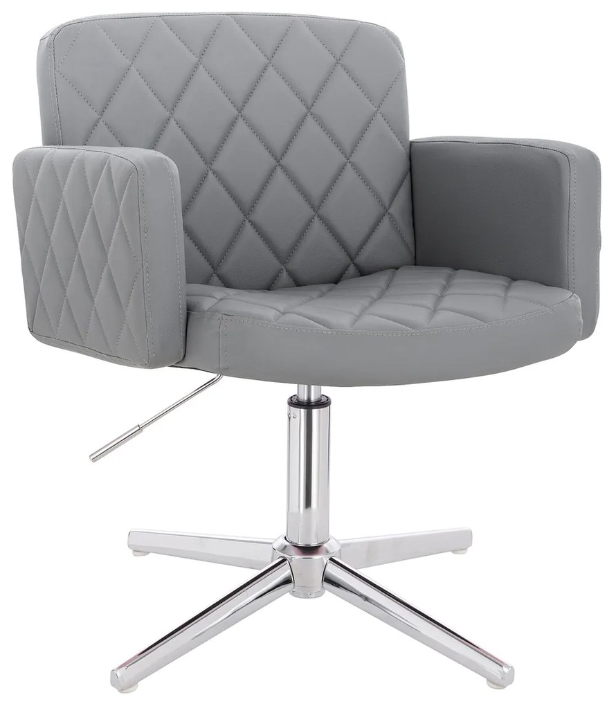 HR802CROSS Scaun Gri din Piele Ecologica cu Bază Cromata