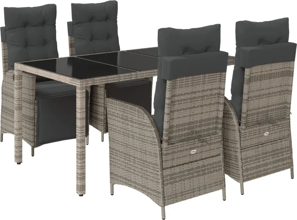 vidaXL Set mobilier de grădină cu perne, 5 piese, gri, poliratan