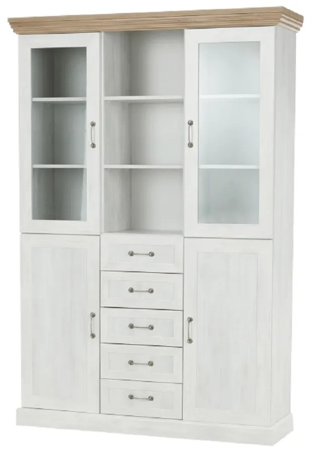 Vitrină, pin nordic/stejar sălbatic, ROYAL W2D