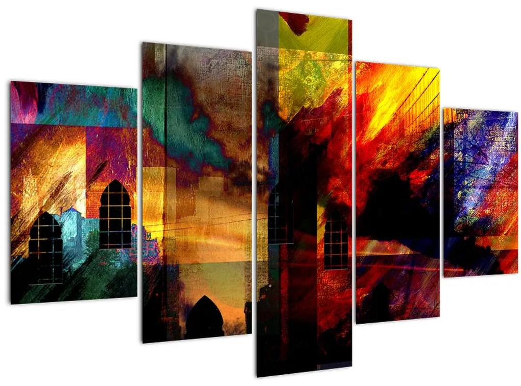 Tablou - Oraș colorat, abstracție (150x105 cm)