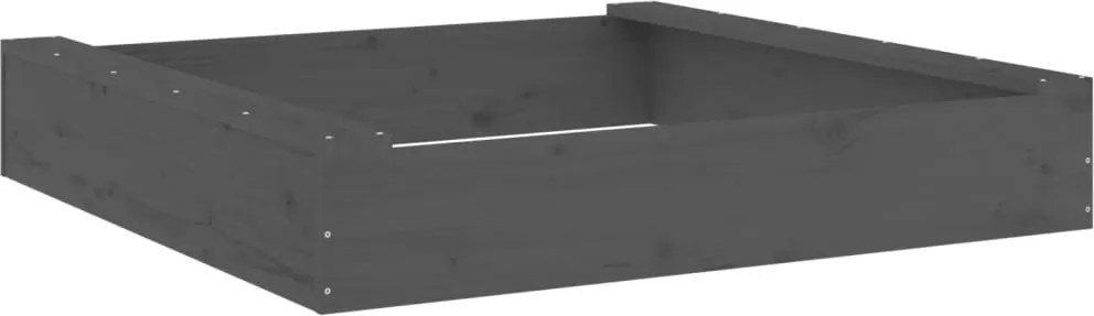 vidaXL Cutie de nisip pătrată cu scaune, gri, lemn masiv de pin