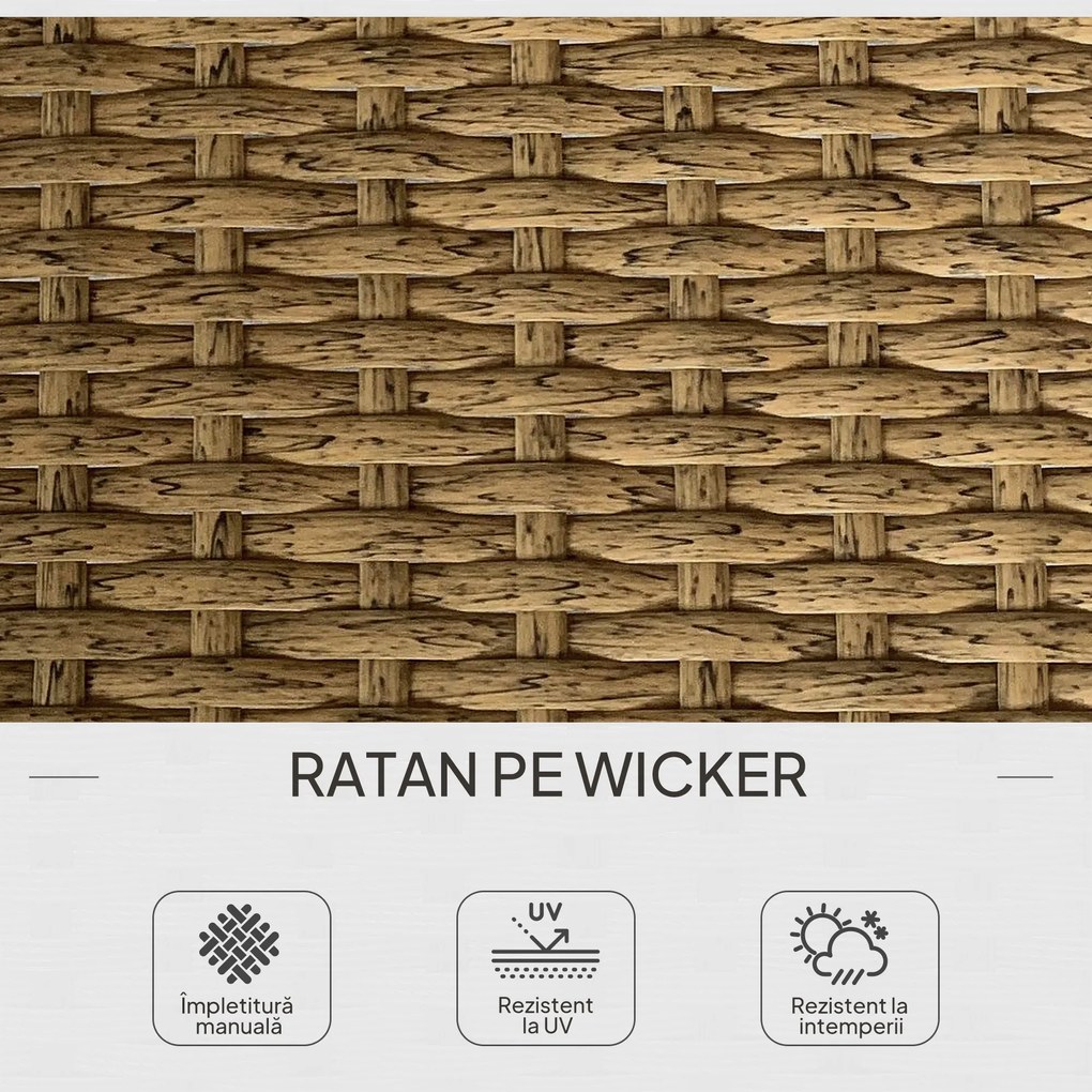 Outsunny Set Mobilier Grădină 4 Persoane, 3 Piese cu Măsuță de Cafea, Perne Confortabile Incluse, Ratan Crem | Aosom Romania