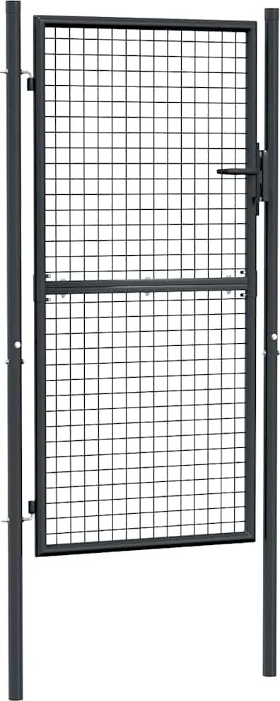 vidaXL Poartă de grădină din plasă, oțel galvanizat, gri, 100x175 cm