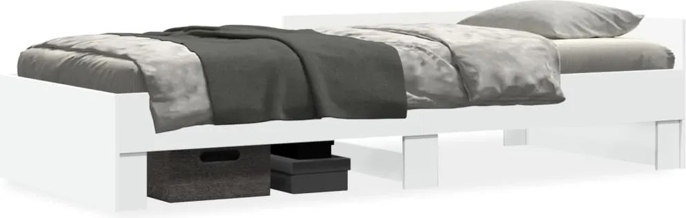 vidaXL Cadru de pat, alb, 75x190 cm, lemn prelucrat