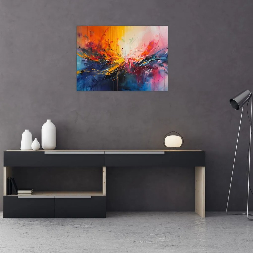 Tablou pe sticlă - Abstracție de culoare (70x50 cm)