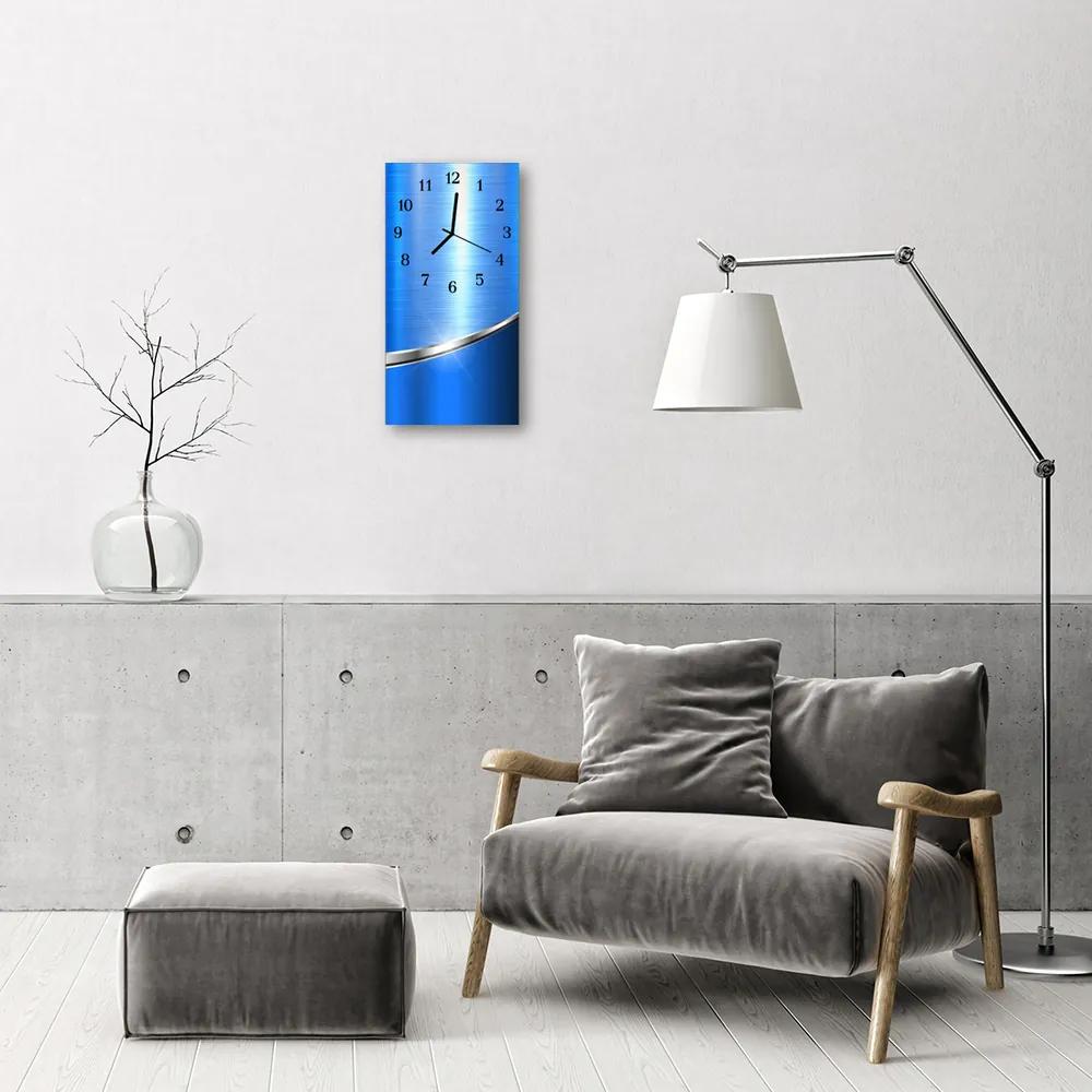 Ceas de perete din sticla vertical Albastru model art