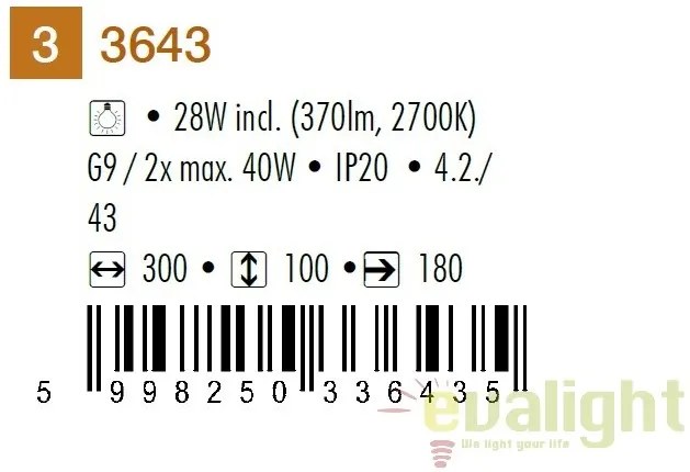Aplica de perete pentru tablou, oglinda, Picture light 3643 RX