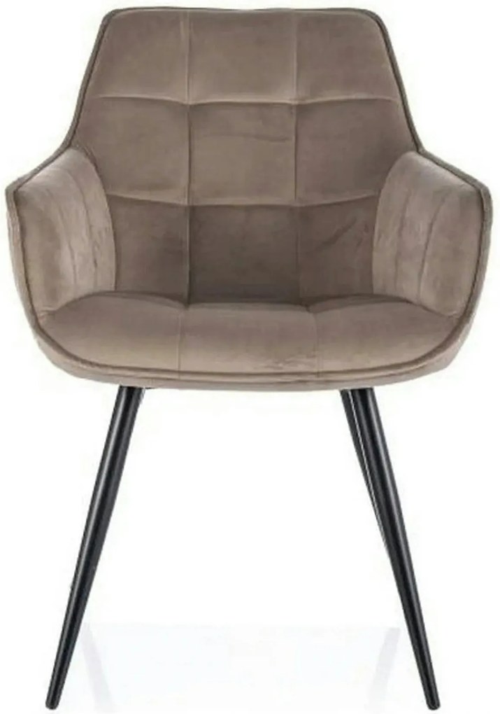 Scaun LILIA, bej inchis/negru, stofa catifelata/metal, 59x45x90 cm