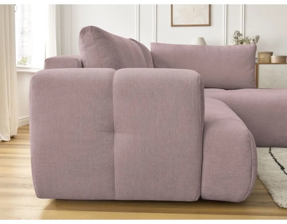 Colțar roz extensibil/cu spațiu de depozitare (cu colț pe partea dreaptă/în formă de ”L”) Fuji – Bobochic Paris