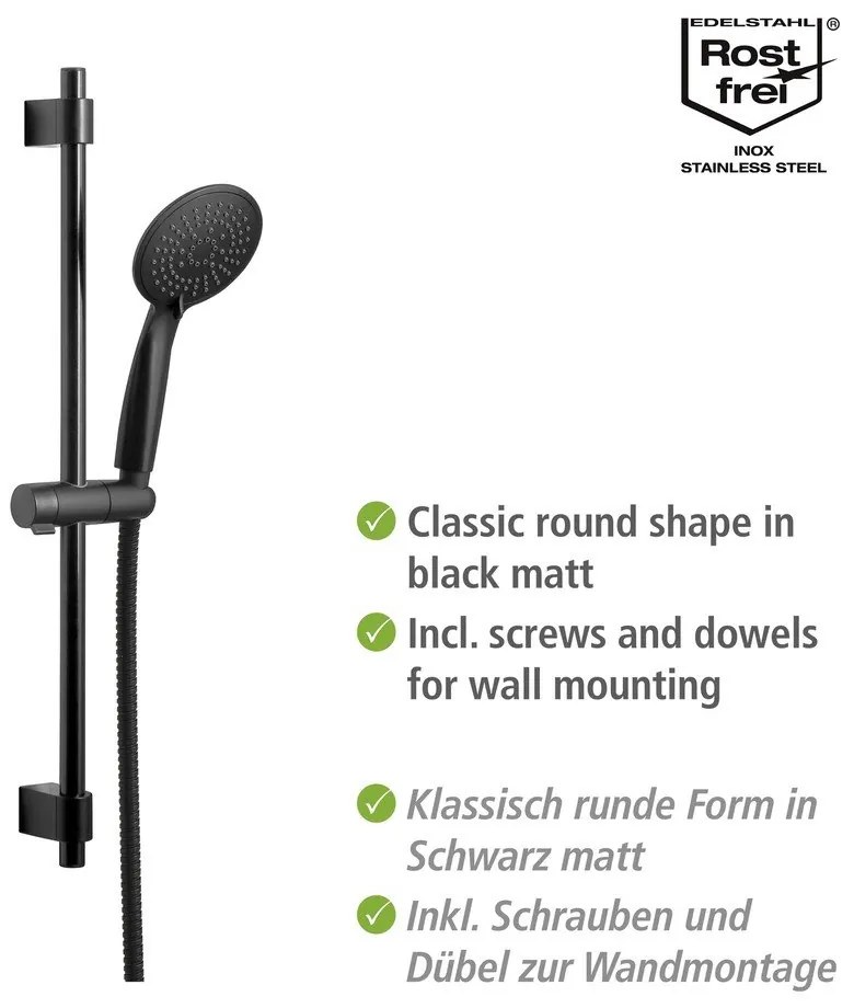 Set de duș negru din oțel inoxidabil 66 cm Young – Wenko