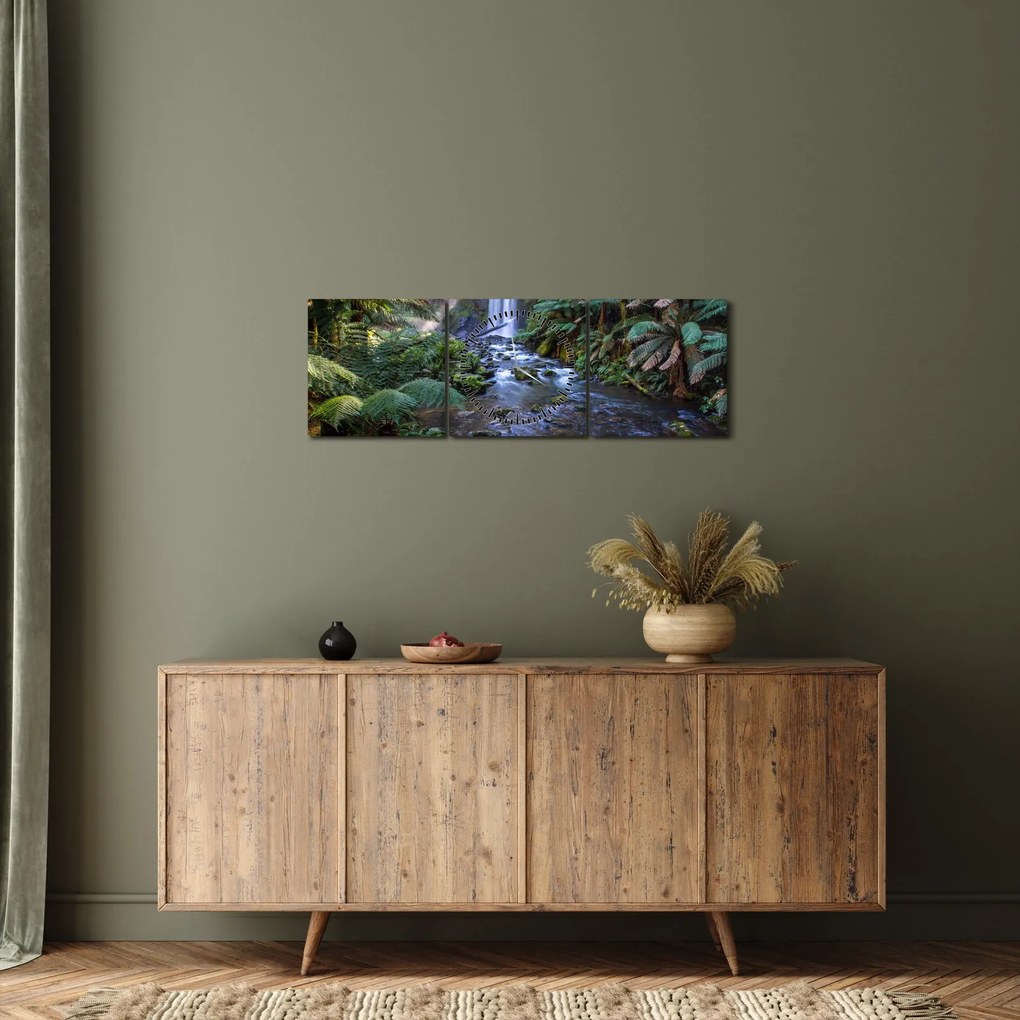 Tablou cu pădurea ploilor din Austalia (cu ceas) (90x30 cm)