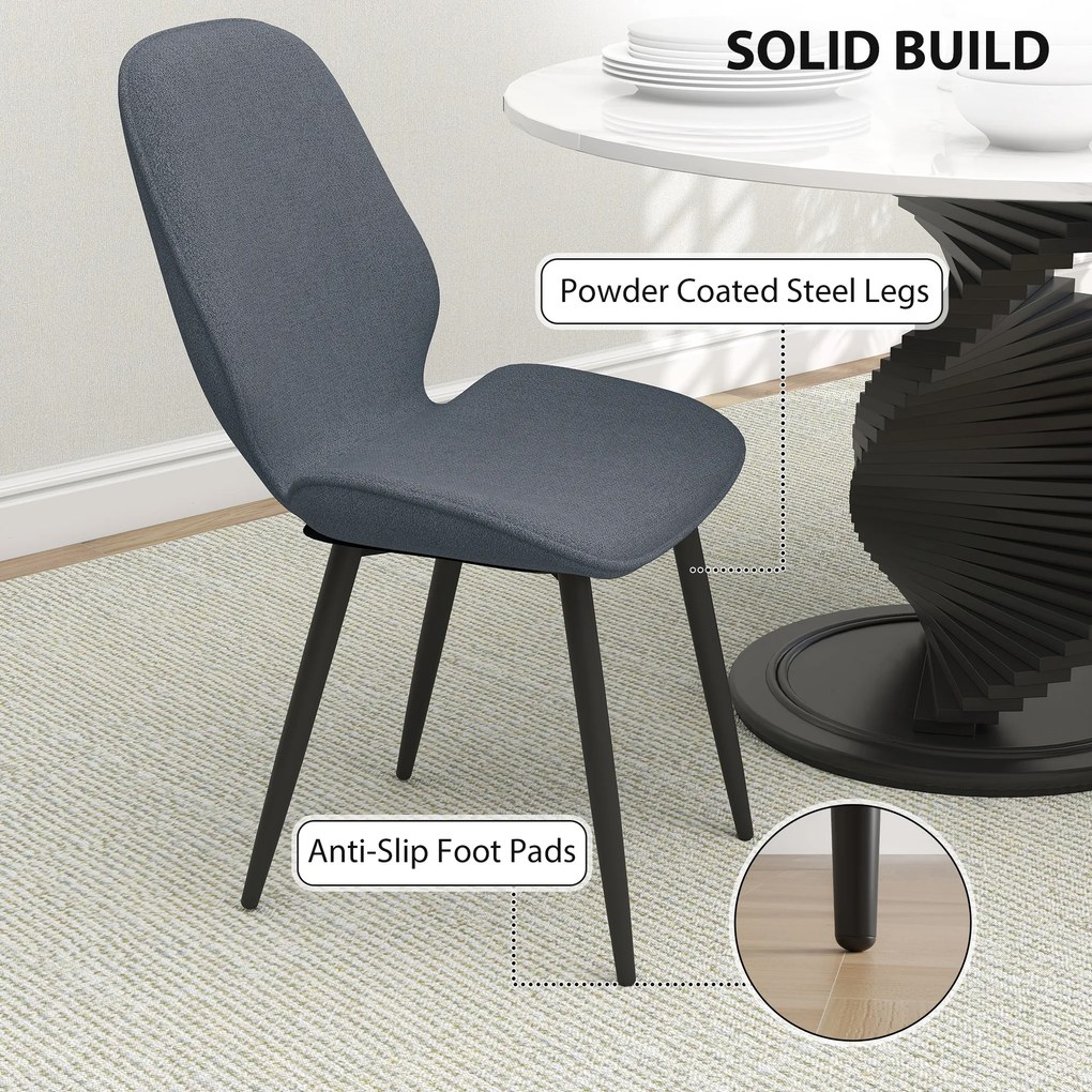 HOMCOM Scaune Tapitate Metalice, Gri Modern | Aosom Romania