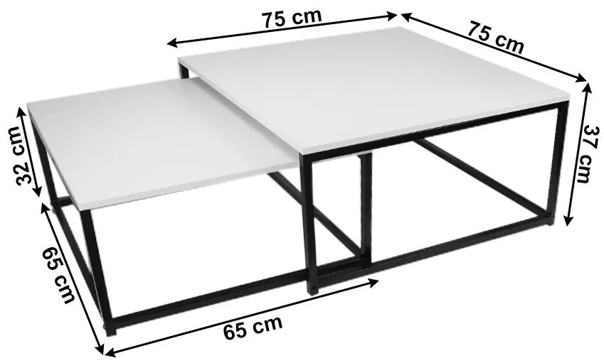 Set 2 buc măsuțe cafea Hustler Typ 1 (alb mat + negru). 1075386