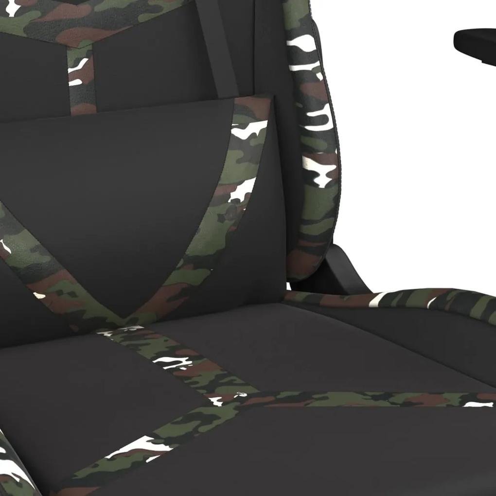 Scaun de gaming cu suport picioare, negru camuflaj, piele eco 1, black and camouflage, Cu suport de picioare