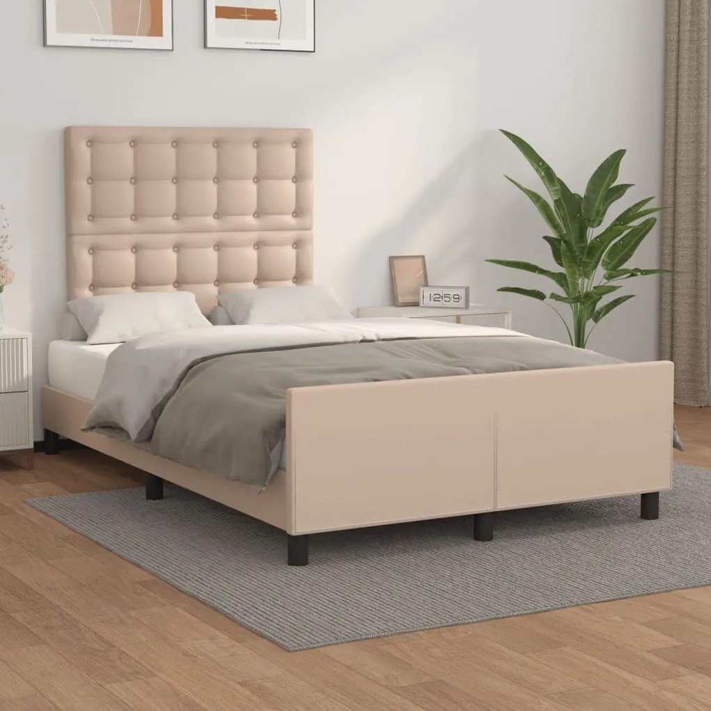 vidaXL Cadru de pat fără saltea cappuccino 120x190cm piele artificială