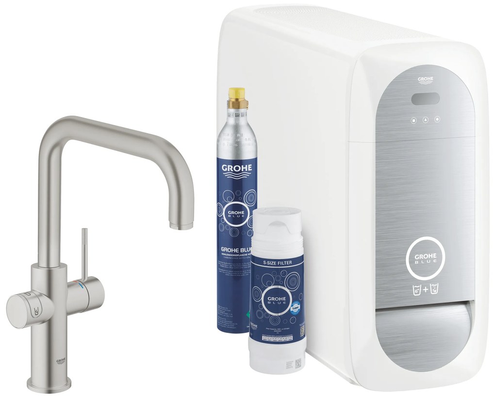 Grohe Blue set starter cu baterie bucătărie pe picior SuperSteel 31456DC1