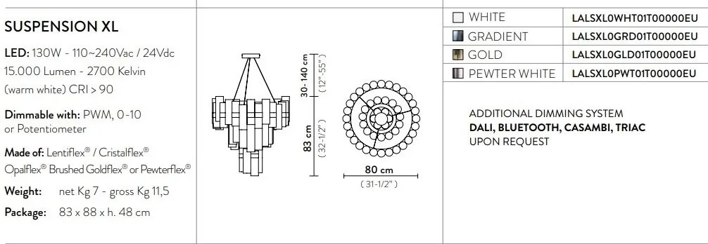 Lustra LED moderna design Art Deco realizata manual LA LOLLO XL Gradiet
