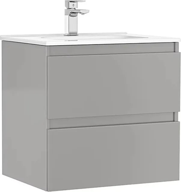 Set dulap baza suspendat Gala Daily gri 2 sertare cu lavoar 60 cm