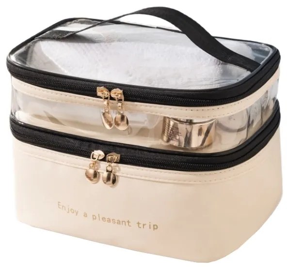 Geanta cosmetica FLOORY 17x23 cm, crem