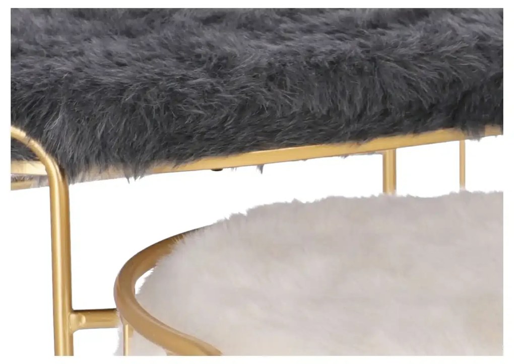 Set taburete Perla metalice cu blanita sintetica, baza aurie, design modern 2 piese