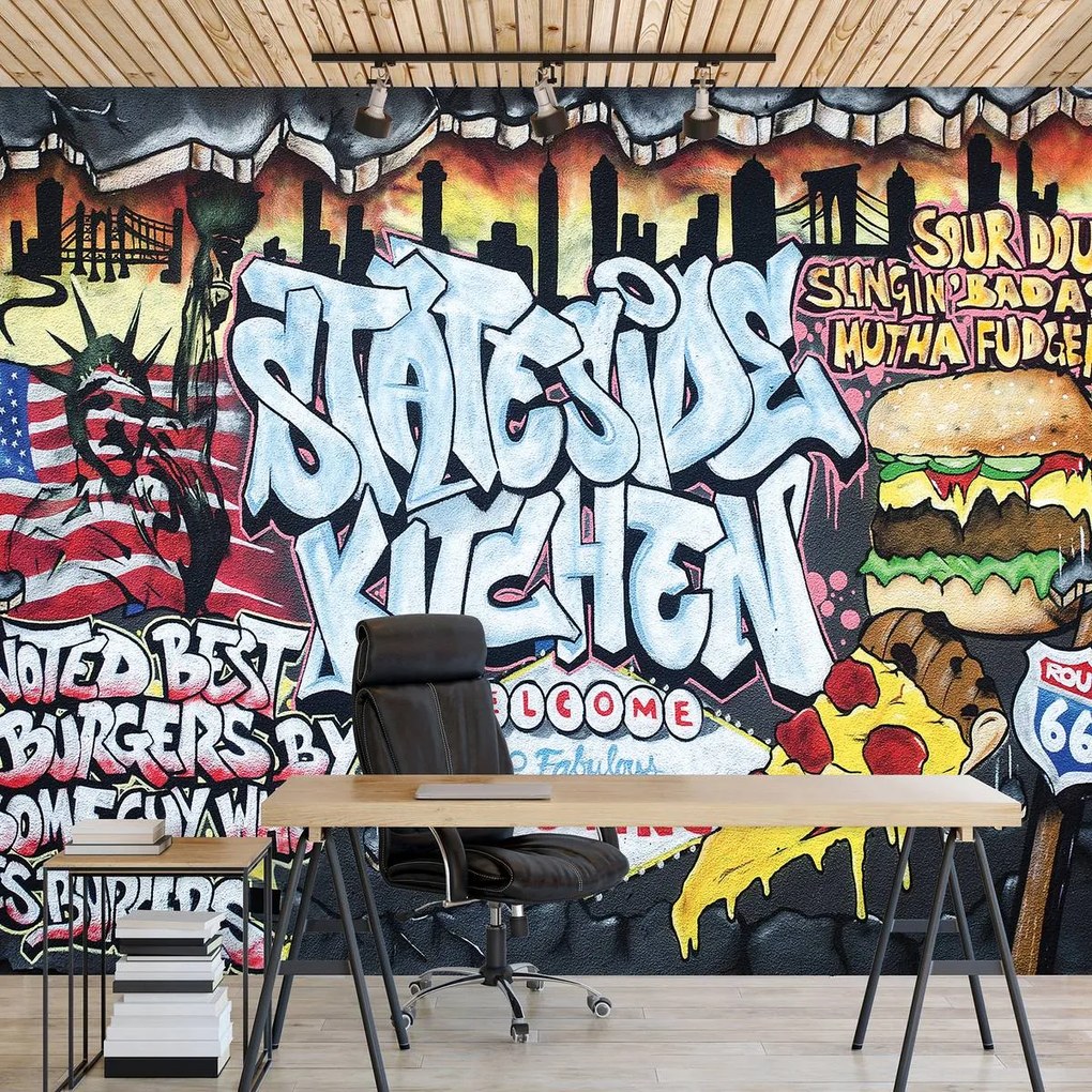 Fototapet - Cel mai bun burger - Graffiti (254x184 cm), în 8 de alte dimensiuni noi