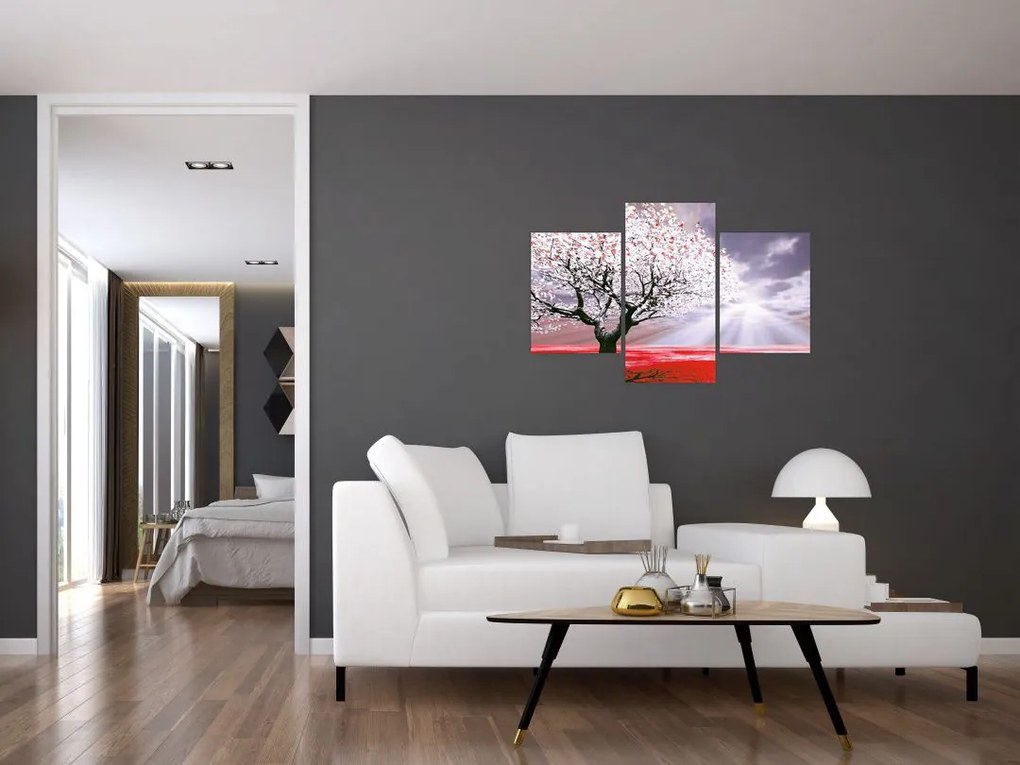 Tablou cu pomul roșu (90x60 cm)