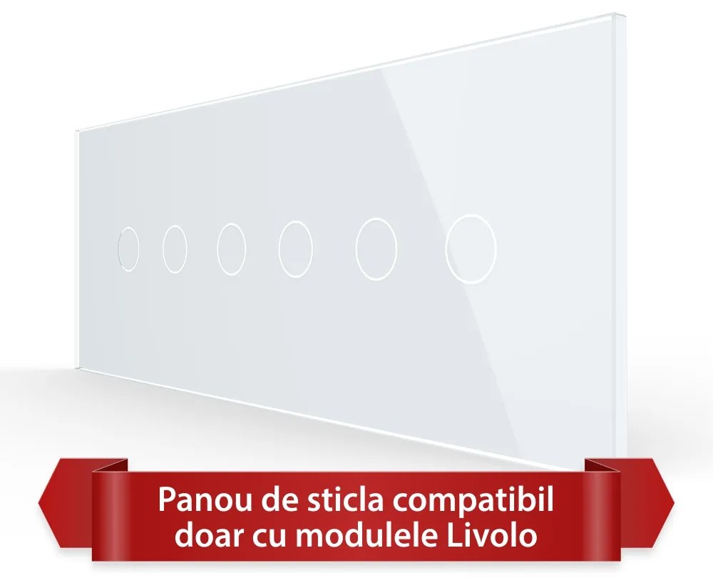 Panou Intrerupator Dublu + Dublu + Dublu cu Touch LIVOLO din Sticla, Standard Italian – 6/7M