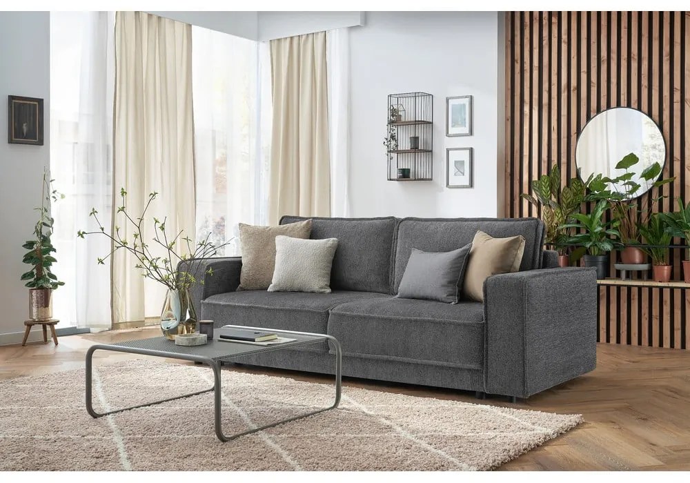 Canapea extensibilă gri închis Emile - Bobochic Paris