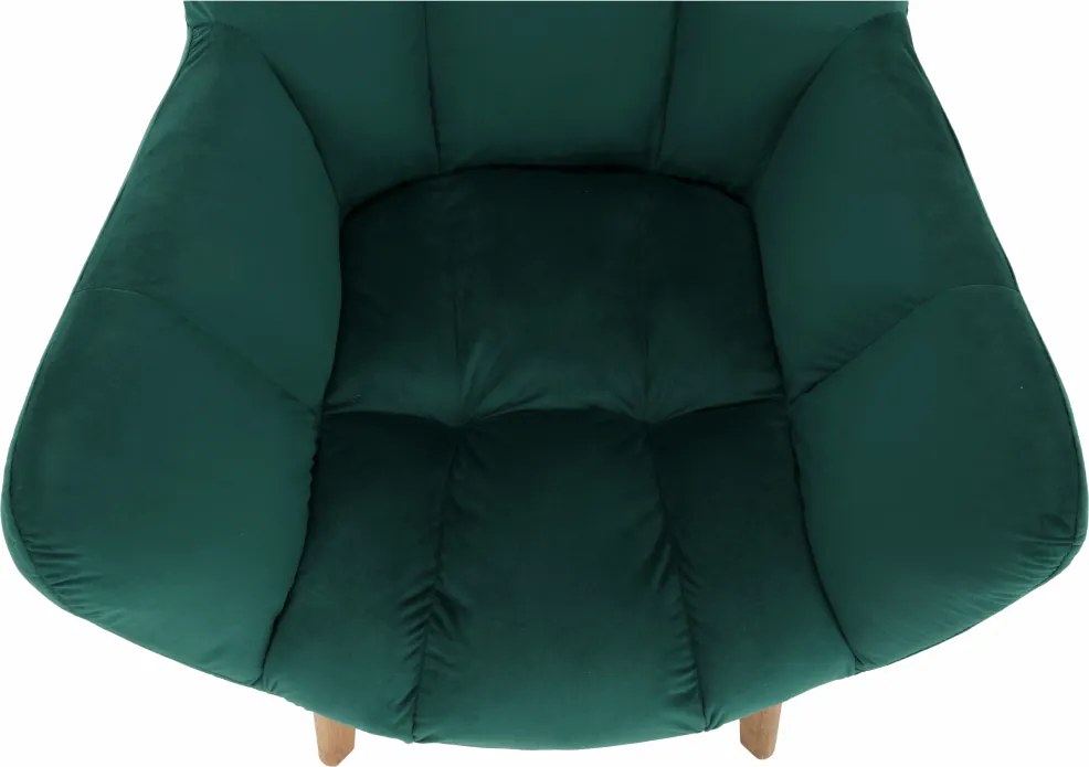 Fotoliu de design, catifea Velvet smarald/stejar, KOMODO