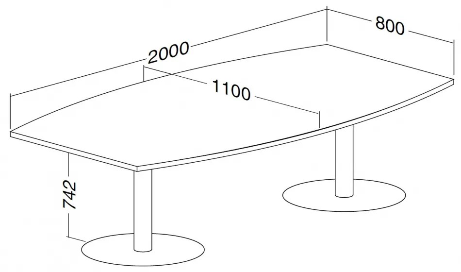 Masa de intalnire ProOffice 200 x 110 cm, para salbatic