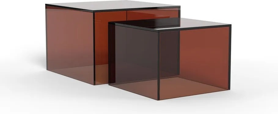 Măsuțe de cafea maro 2 buc. din sticlă 50x50 cm Dice – Actona