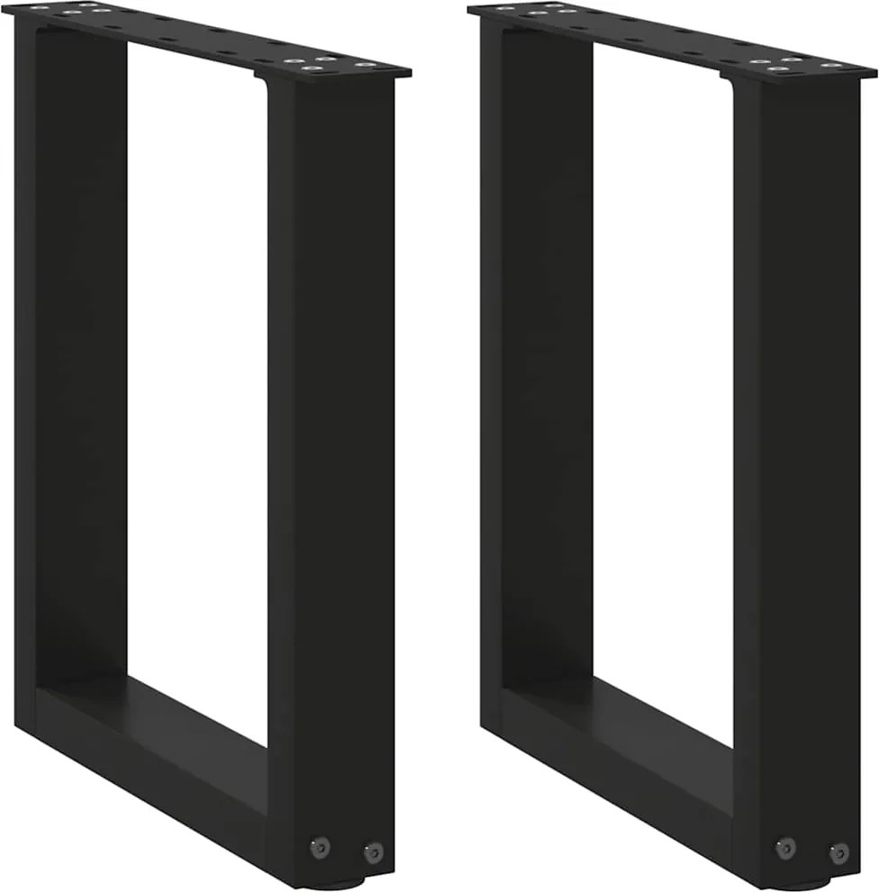 vidaXL Picioare pentru măsuță de cafea în formă de U, 2 buc., negru, 38x(42-43) cm, oțel