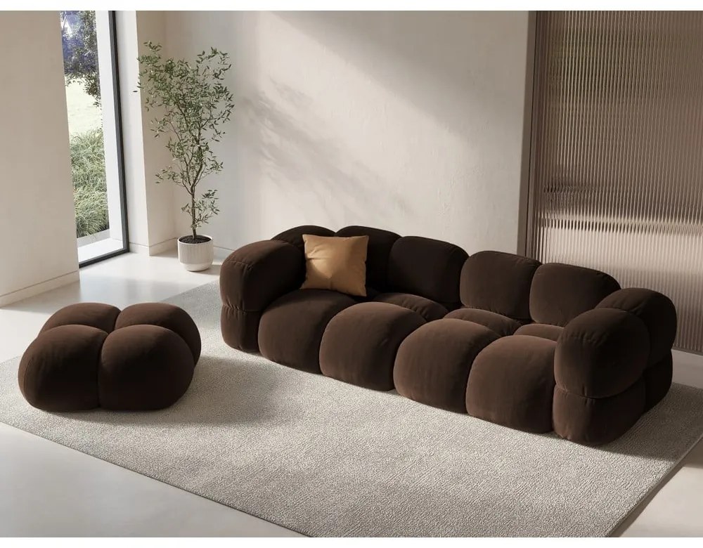 Canapea maro închis cu tapițerie din catifea 250 cm Loretto – Cosmopolitan Design