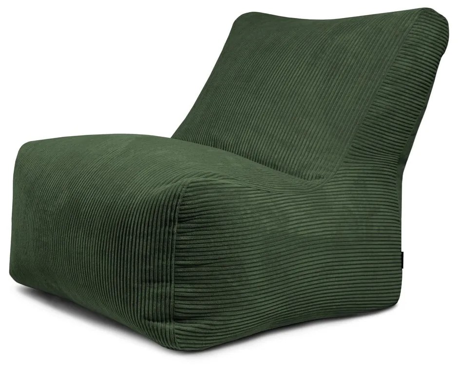 Fotoliu bean bag verde cu tapițerie din catifea reiată Seat 100 Lounge – SLOWDOWN