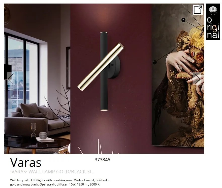 Aplica LED de perete design ultra-modern Varas negru/auriu