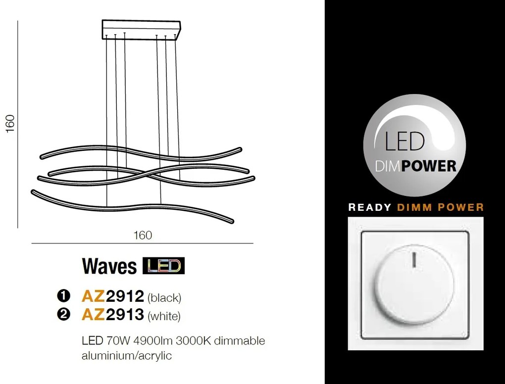 Lustra LED dimabila design modern Waves black