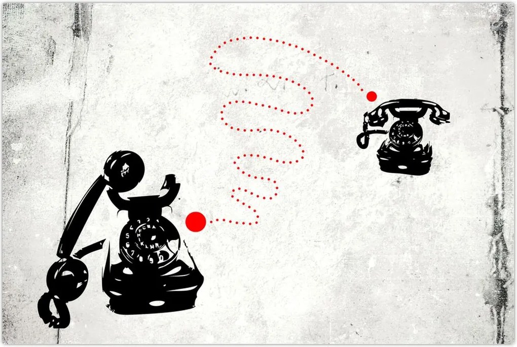 Tablou - Desen de telefon în stilul lui Banksy (90x60 cm)