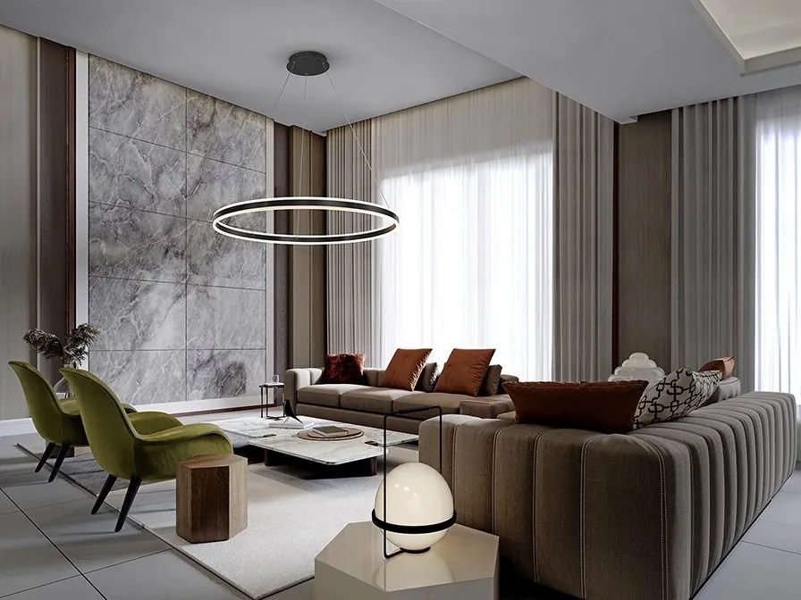 Lustra LED design modern circular 100cm Helia negru mat