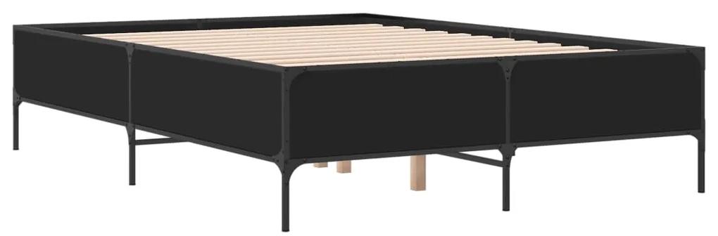 3279802 vidaXL Cadru de pat, negru, 120x200 cm, lemn prelucrat și metal