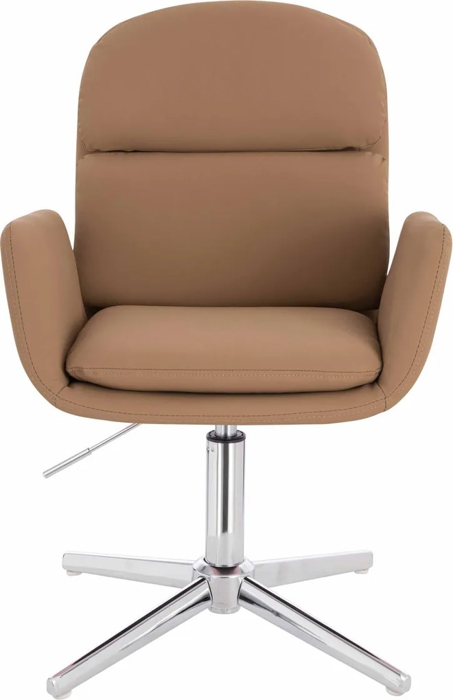 HR480CROSS Scaun Caramel Piele Ecologica Premium Soft cu Bază Cromata