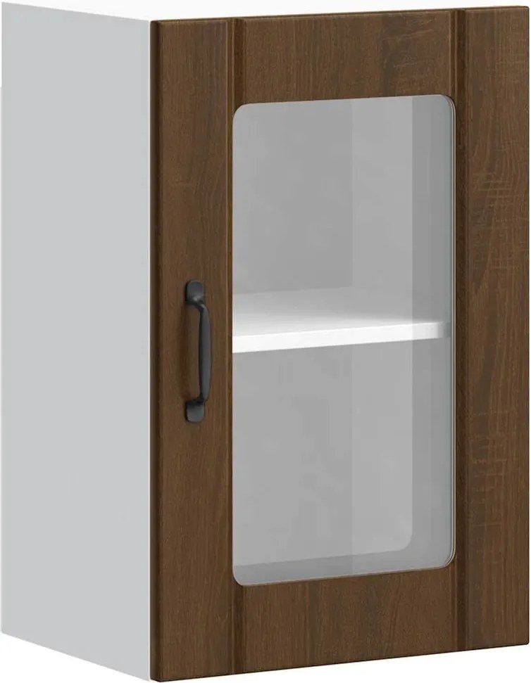 vidaXL Dulap de bucătărie cu ușă din sticlă din stejar maro „Lucca”