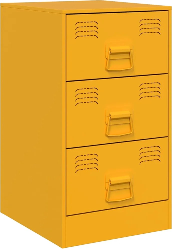 vidaXL Noptiere, 2 buc., galben muștar, 34,5x39x62 cm, oțel